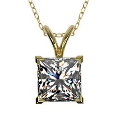 1.25 ctw Certified VS/SI Quality Princess Diamond Necklace 10k Yellow Gold - REF-325R2K