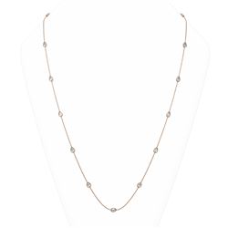 4.25 ctw Pear Cut Diamond Station 32 Inch Necklace 18K Rose Gold - REF-650M2G