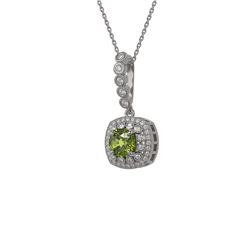 2.25 ctw Tourmaline & Diamond Victorian Necklace 14K White Gold - REF-81A3N