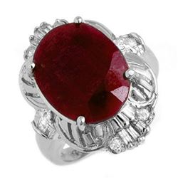 7.84 ctw Ruby & Diamond Ring 18k White Gold - REF-138Y2X
