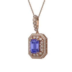 6.05 ctw Tanzanite & Diamond Victorian Necklace 14K Rose Gold - REF-309H3R