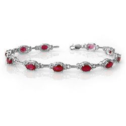 8.50 ctw Ruby Bracelet 14k White Gold - REF-81N8F