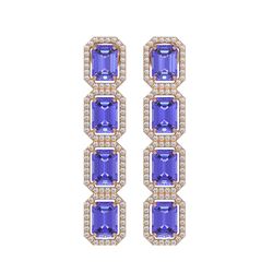 11.93 ctw Tanzanite & Diamond Micro Pave Halo Earrings 10k Rose Gold - REF-290X2A