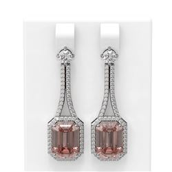 11.01 ctw Morganite & Diamond Earrings 18K White Gold - REF-507F3M