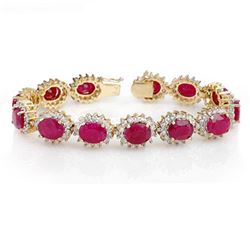 42.12 ctw Ruby & Diamond Bracelet 14k Yellow Gold - REF-618R2K
