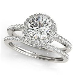 1.25 ctw Certified VS/SI Diamond 2pc Wedding Set Halo 14k White Gold - REF-180W8H