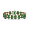 Image 1 : 33.27 ctw Jade & Diamond Bracelet 14K Rose Gold - REF-354K5Y