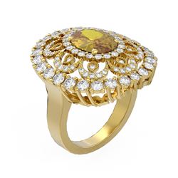 5.61 ctw Canary Citrine & Diamond Ring 18K Yellow Gold - REF-256A4N