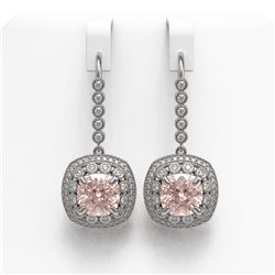 11.6 ctw Morganite & Diamond Victorian Earrings 14K White Gold - REF-393H3R