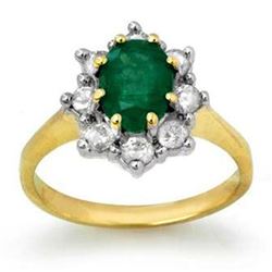 1.80 ctw Emerald & Diamond Ring 10k Yellow Gold - REF-76K4Y