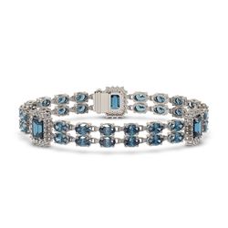 17.98 ctw London Topaz & Diamond Bracelet 14K White Gold - REF-248M2G