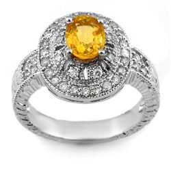 2.08 ctw Yellow Sapphire & Diamond Ring 14k White Gold - REF-87R3K