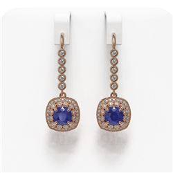 5.1 ctw Certified Sapphire & Diamond Victorian Earrings 14K Rose Gold - REF-172A8N