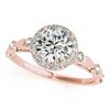 Image 2 : 0.86 ctw Certified VS/SI Diamond 2pc Wedding Set Halo 14k Rose Gold - REF-92G8W