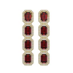 12.73 ctw Garnet & Diamond Micro Pave Halo Earrings 10k Yellow Gold - REF-169G3W
