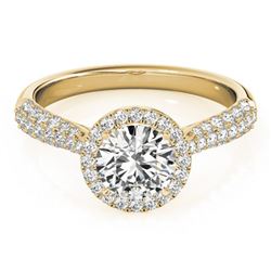 1.4 ctw Certified VS/SI Diamond Halo Ring 18k Yellow Gold - REF-285Y3X
