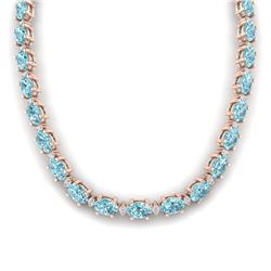 46.5 ctw Sky Blue Topaz & VS/SI Diamond Eternity Necklace 10k Rose Gold - REF-223K5Y