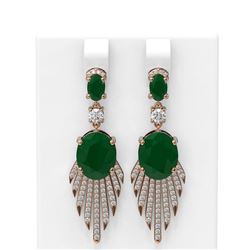 10.08 ctw Emerald & Diamond Earrings 18K Rose Gold - REF-343W6H