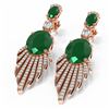 Image 3 : 10.08 ctw Emerald & Diamond Earrings 18K Rose Gold - REF-343W6H