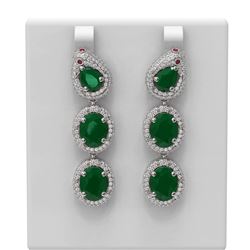 21.3 ctw Emerald & Diamond Earrings 18K White Gold - REF-513M5G