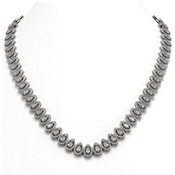 28.47 ctw Pear Cut Diamond Micro Pave Necklace 18K White Gold - REF-2389K2Y