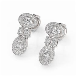 2 ctw Oval & Marquise Cut Diamond Earrings 18K White Gold - REF-226G5W