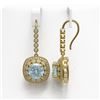 Image 2 : 10.5 ctw Aquamarine & Diamond Victorian Earrings 14K Yellow Gold - REF-293H3R