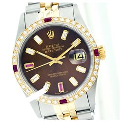 Rolex Ladies Two Tone 14K Gold/ss, Diam/Ruby Dial & Diam/Ruby Bezel, Sapphire Crystal - REF-456T2K