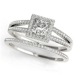 1.26 ctw Certified VS/SI Princess Diamond 2pc Set Halo 14k White Gold - REF-174X2A