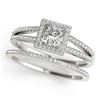 Image 1 : 1.26 ctw Certified VS/SI Princess Diamond 2pc Set Halo 14k White Gold - REF-174X2A