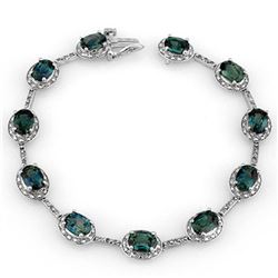15.40 ctw Blue Sapphire & Diamond Bracelet 10k White Gold - REF-125X5A