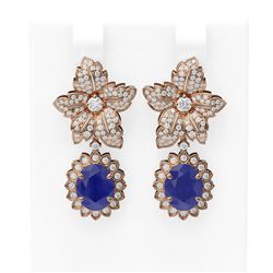 9.09 ctw Sapphire & Diamond Earrings 18K Rose Gold - REF-345G5W