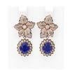 Image 1 : 9.09 ctw Sapphire & Diamond Earrings 18K Rose Gold - REF-345G5W