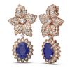 Image 2 : 9.09 ctw Sapphire & Diamond Earrings 18K Rose Gold - REF-345G5W