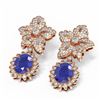 Image 3 : 9.09 ctw Sapphire & Diamond Earrings 18K Rose Gold - REF-345G5W