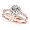 Image 1 : 1.11 ctw Certified VS/SI Diamond 2pc Wedding Set Halo 14k Rose Gold - REF-143H6R