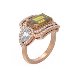 6.87 ctw Canary Citrine & Diamond Ring 18K Rose Gold - REF-451N6F
