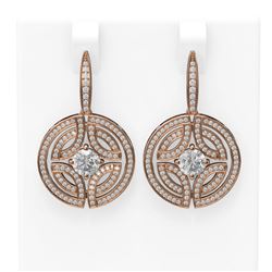 3.36 ctw Diamond Earrings 18K Rose Gold - REF-540G8W