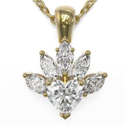 1.5 ctw Heart Diamond Designer Necklace 18K Yellow Gold - REF-388X5A