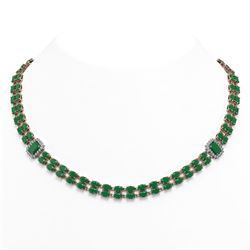 41.63 ctw Emerald & Diamond Necklace 14K Rose Gold - REF-527R3K