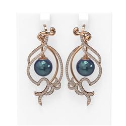 1.68 ctw Diamond & Pearl Earrings 18K Rose Gold - REF-219H3R
