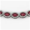 Image 3 : 34.11 ctw Ruby & Diamond Micro Pave Halo Necklace 10k White Gold - REF-672F8M
