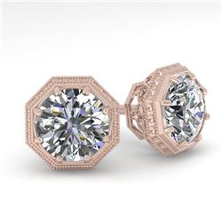 1.50 ctw VS/SI Diamond Stud Earrings Art Deco 18k Rose Gold - REF-300N2F