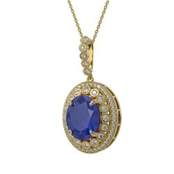 13.75 ctw Sapphire & Diamond Victorian Necklace 14K Yellow Gold - REF-267R8K