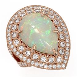 11.19 ctw Certified Opal & Diamond Victorian Ring 14K Rose Gold - REF-333K6Y