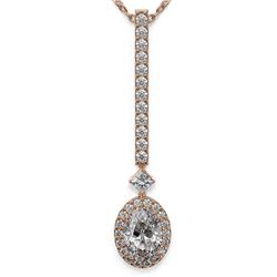 1.3 ctw Oval Cut Diamond Designer Necklace 18K Rose Gold - REF-157X2A