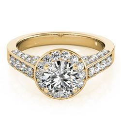 1.5 ctw Certified VS/SI Diamond Halo Ring 18k Yellow Gold - REF-181R5K