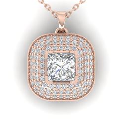 1.60 ctw Princess VS/SI Diamond Art Deco Micro Necklace 14k Rose Gold - REF-374Y8X