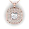 Image 1 : 1.60 ctw Princess VS/SI Diamond Art Deco Micro Necklace 14k Rose Gold - REF-374Y8X