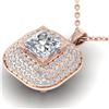 Image 2 : 1.60 ctw Princess VS/SI Diamond Art Deco Micro Necklace 14k Rose Gold - REF-374Y8X